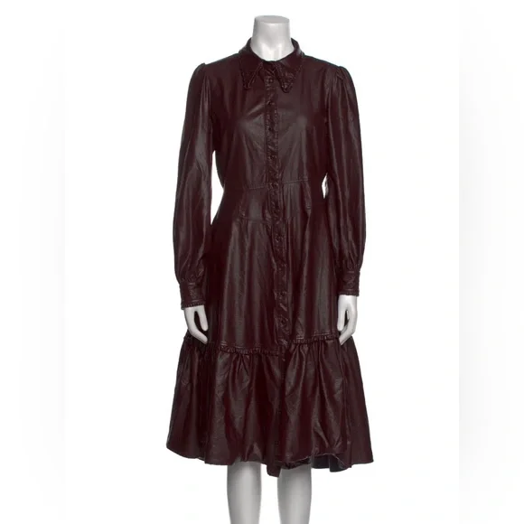 knee length dresses for ladies FA Women's Faux Leather Tiered Fringe Maxi Dress